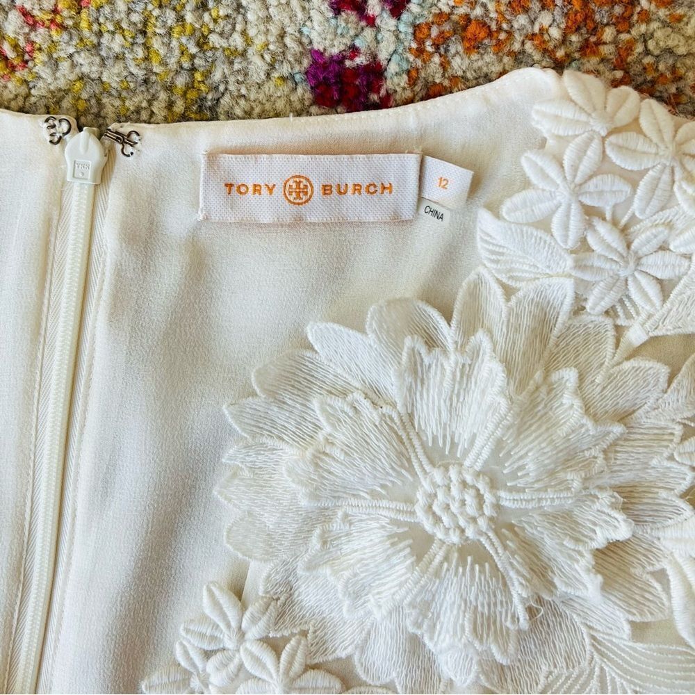 Tory Burch Merida White Floral Lace V-Neck Sleeveless Dress - Picture 8 of 15